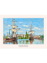Monet Rouen'de Seine Nehri'nde Seyreden Gemiler - Art Print